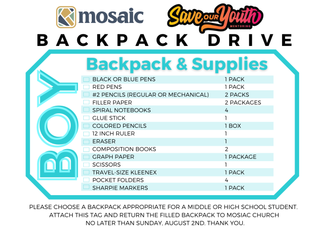 Backpack Boy Save Our Youth