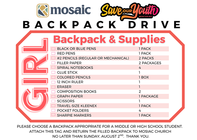 Backpack Girl Save Our Youth