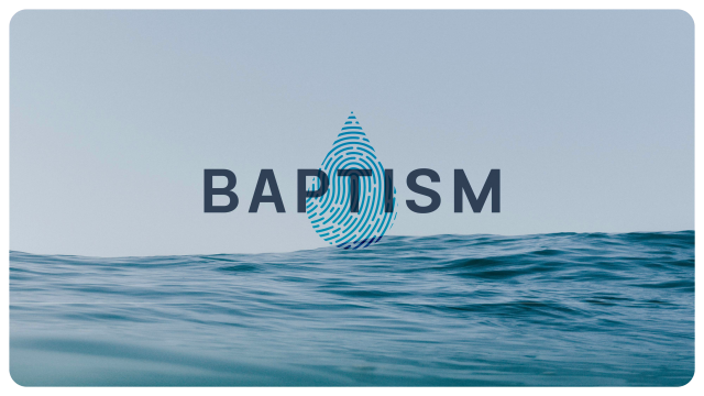 Photo of water with a Baptism logo.
